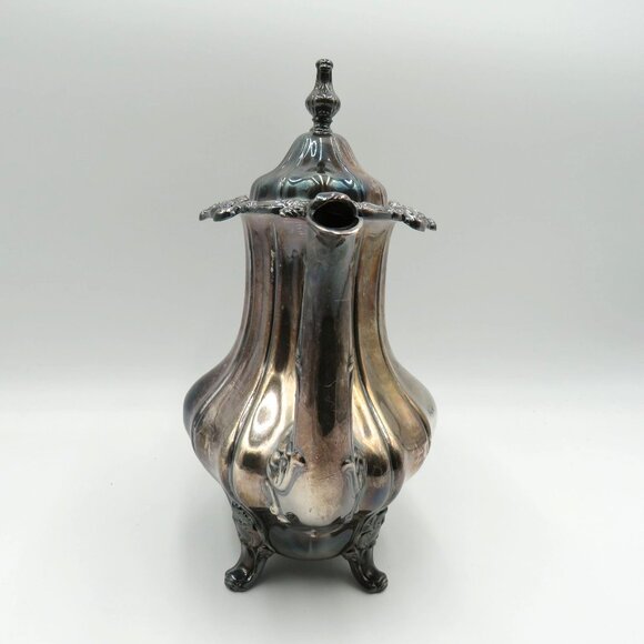 Vintage Gorham Silverplate Teapot YC1601 Rosewood Hinged Lid Footed Base - Picture 2 of 11